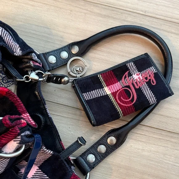 Juicy Couture Red and Black Plaid Shoulder Bag - Picture 3 of 4